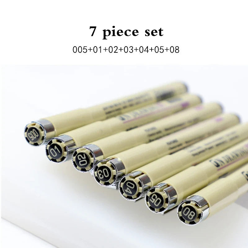 3/6/7/Pcs Pigma Micron Pen Liner Ink Marker Pen Waterproof Hand-Drawn Design Sketch Needle Pen Fineline Pen Art Supplies