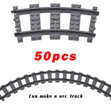 MOC Railway Track For Train Tracks Straight Curved Soft Rails Track Building Block Bricks DIY Trains Rail Boys Toys For Children