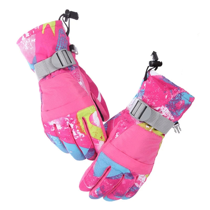 Kids Children Winter Warm Snowboard Touch Screen Ski Gloves Full Finger Mittens P0RA