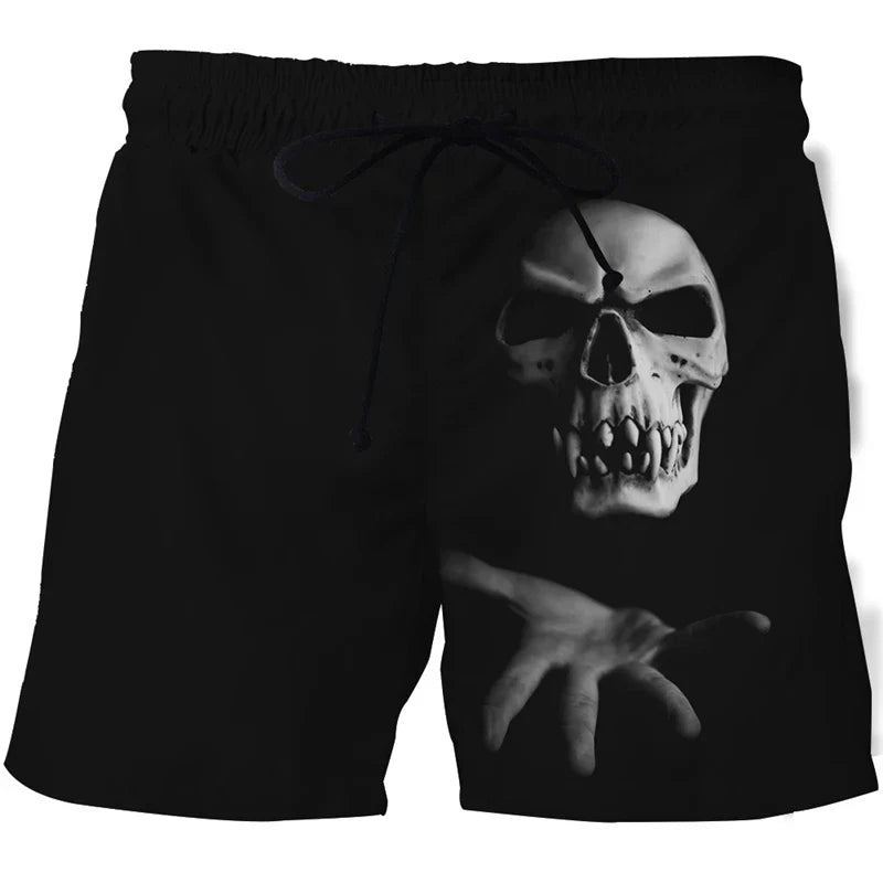 Hot Sale Skull Horror 3D Printe Beach Short Men's Shorts Anime Pants Quick-drying Street Clothing Black Short Casual short homme