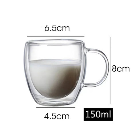 Transparent Glass Cup Milk Whiskey Tea Beer Double Creative Heat Resistant Espresso Coffee Cup Cocktail Vodka Wine Mug Drinkware