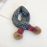 New Winter Children Plaid Knitted Scarves Korean Style Soft Pompon Patchwork Shawl Kids Warm Neckerchief