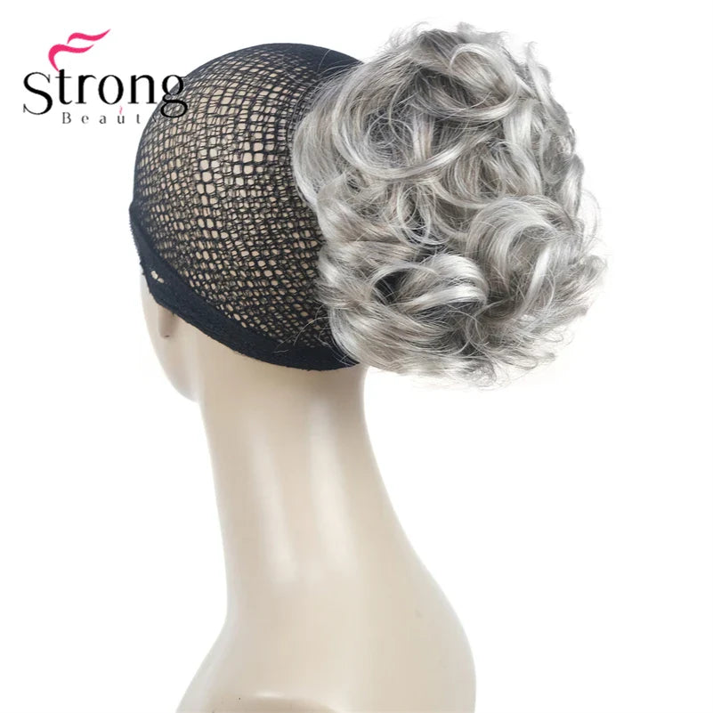 StrongBeauty Silver Short Natural Wave Ponytail Hair Extension With Claw Clip In Hairpiece COLOUR CHOICES