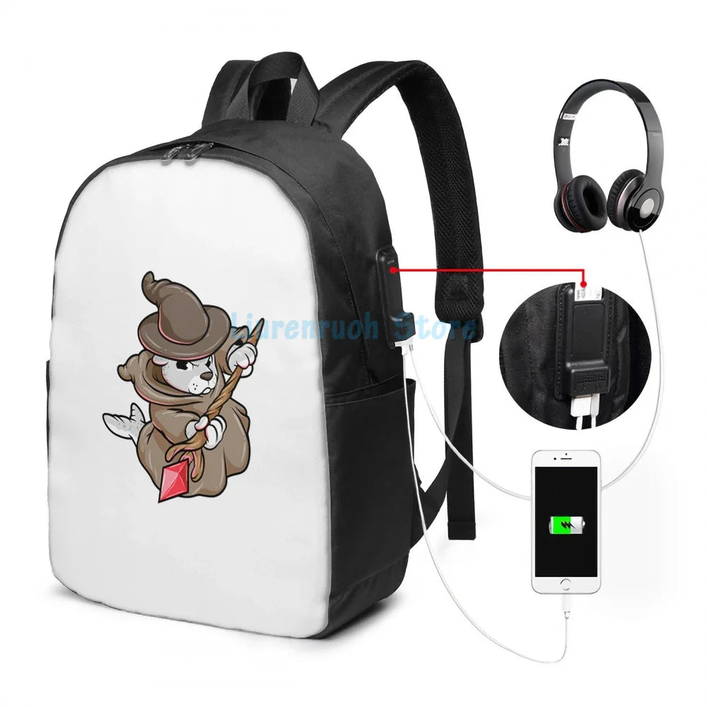 Funny Graphic print Seal as Magician with Magic wand USB Charge Backpack men School bags Women bag Travel laptop bag