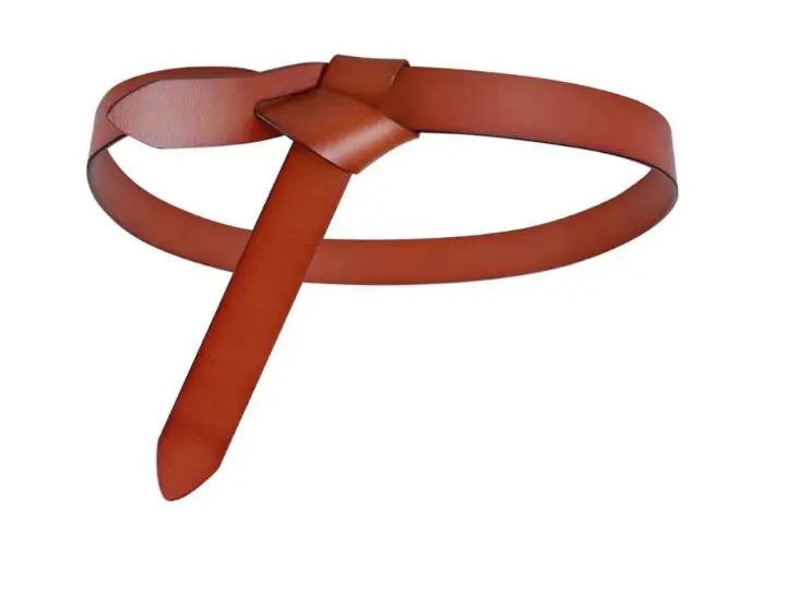 High Quality Long Cowhide Belts Knot Design DIY Buckle Strap Fashion Waistbands HOT Real Leather Knotted Belt Women Accessories