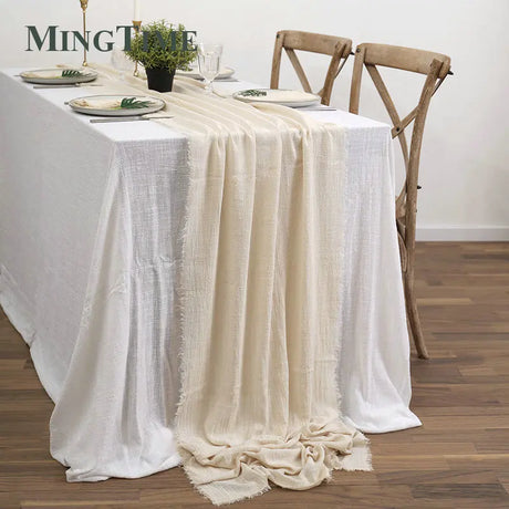 Table Runners Rustic Cotton Gauze Dining Burlap Retro Burr Texture Vintage Wedding Supplies Linen Home Christmas Decorations