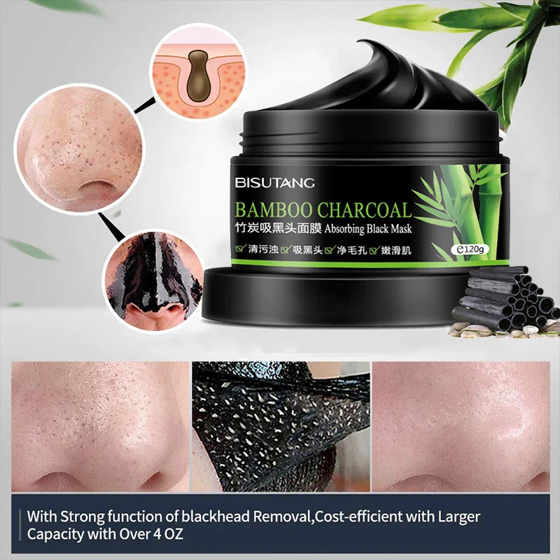 Black Mask For Face Skin Care Bamboo Charcoal Facial Masks Remove Blackhead Dot Acne Peeling Mask Facial Nose Deep Cleansing