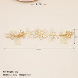 QYY Newest Gold Color Leaves Wedding Hair Comb Long Bridal Hair Accessories Jewelry Pearls Alloy Headpieces Hair Clips