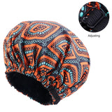 Oversize Africa Print Invisible Adjustable Round Hat Satin Lined nightcap hair cap Beauty Salon Hair Cap Women Hair Accessories