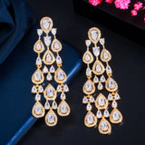 CWWZircons Trendy Clear White Water Drop Cubic Zirconia Women Long Tassel Brazil Style Party Earring Brincos Bijoux Gift CZ816