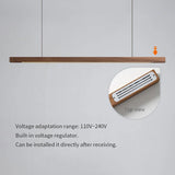 Nordic Wood Pendant Lights LED Modern Hanging Lamps for Dining Living Room Kitchen Office Shop Long Strip Celling Lamp