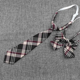 Hand-Made Necktie Bowtie Set High Quality Boy Girl School Suit Shirts Student Butterfly Striped Plaid 100%Cotton Accessory Trend