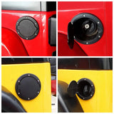 Fuel Tank Cap Cover Auto Car Aluminum Alloy ABS Fuel Door Gas Lid Tank Cap Cover Black for Jeep Wrangler JK JKU 2007-2018