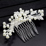 Silver Color Flower Hair Comb Clip Girls Handmade Alloy Pearl Hairpin Bridal Tiaras Wedding Hair Accessory Crystal Hair Jewelry