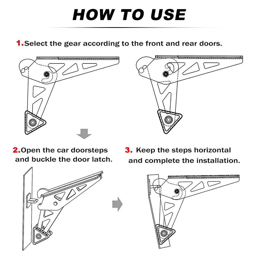 Universal 440 Lbs Aluminum Car Roof Rack Step Fit Door Latch Rooftop Up Hook Stand Pedals For Most SUV Pickup Accessories