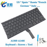 Laptop Replacment US UK AR FR GE IT SP TUR RU Keyboard For Macbook Air 13.3" A1369 A1466 Keyboard 2010-2017 Year