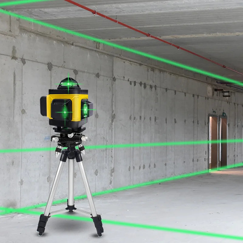 Pracmanu 16 Lines 4D Laser Level Horizontal & Vertical Cross Line Green Beam 360° Self-Leveling Laser Level with Remote Control