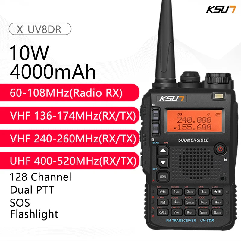 Walkie Talkie Long Range 10W For Hunting And Equipment  Communications Antennas Sdr Transceiver Radio Fm Frequency Scanner