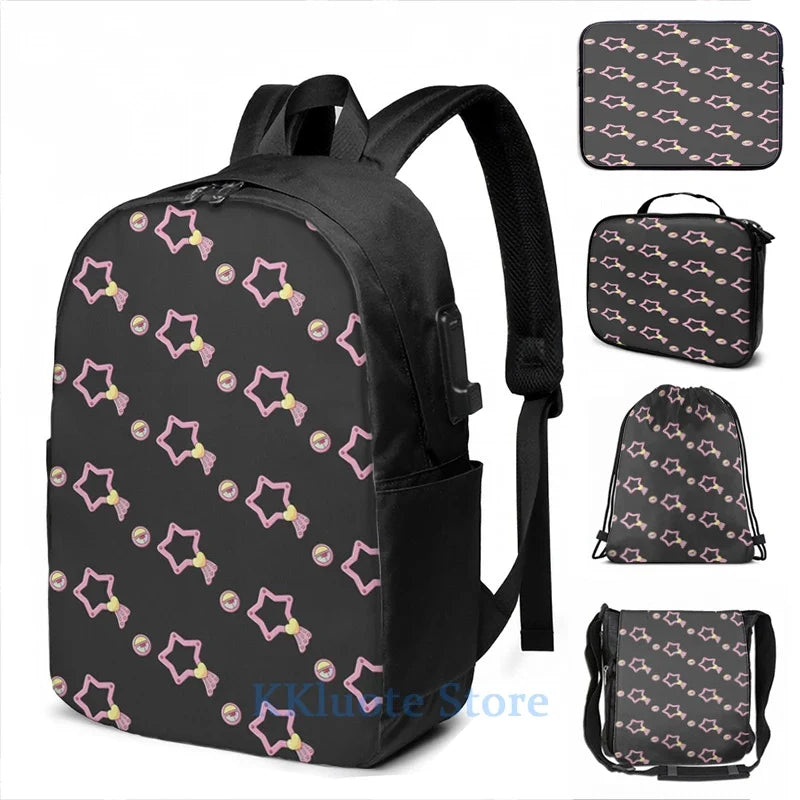 Funny Graphic print Creamy mami magic wand USB Charge Backpack men School bags Women bag Travel laptop bag