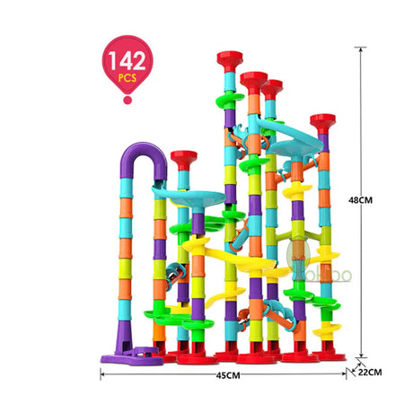 Marble Run Race Track Building Blocks Kids 3D Maze Ball Roll Toy DIY Marble Run Race Coaster Set 80/105/109/133pc Christmas Gift