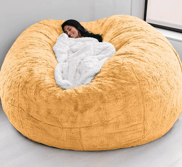 Dropshipping 7FT 183cm Fur Giant Removable Washable Bean Bag Bed Cover Comfortable Living Room Furniture Lazy Sofa Coat Recline