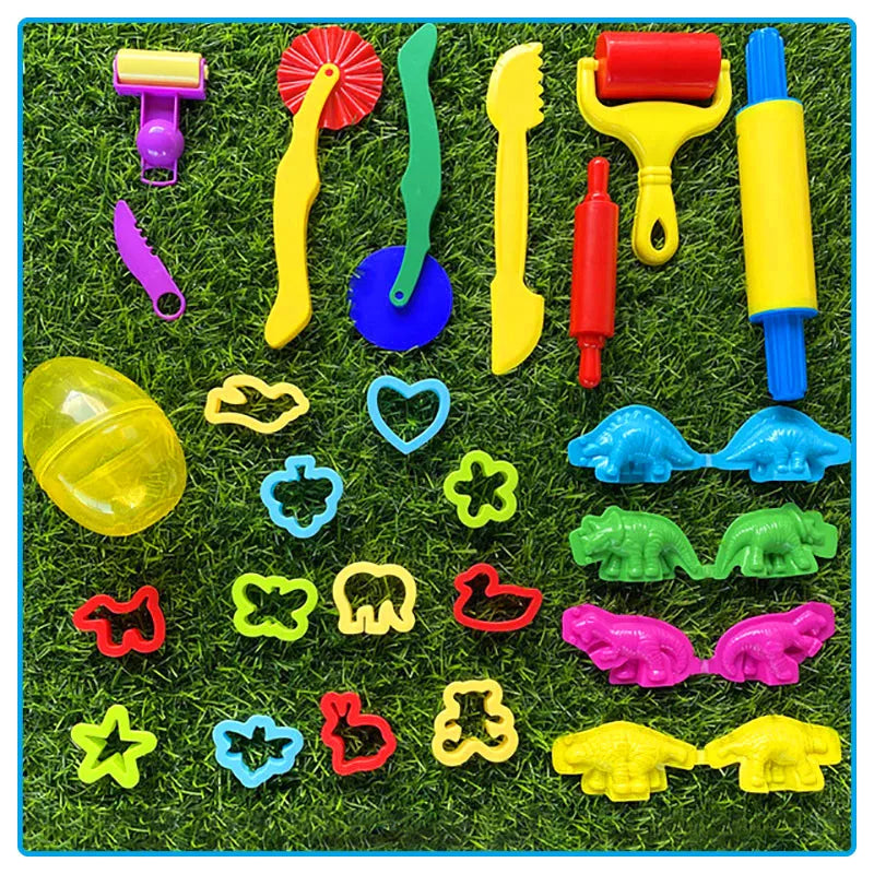 Hot Sale DIY Slimes Play Dough Tools Accessories Plasticine Dinosaur Animal Model Clay Kits Soft Clay Cut Sets Toys for Children