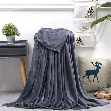 Soft Warm Coral Fleece Flannel Blankets For Beds Faux Fur Mink Throw Solid Color Sofa Cover Bedspread Winter Plaid Blankets