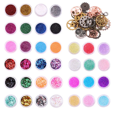 2 Part Clear Epoxy Resin Liquid Colorant Dye Filling Material Set Dried Flowers Glitter Powder for Resin Accessories Craft DIY