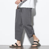 2023 Summer Men Chinese Style Cotton Linen Harem Pants Men Streetwear Breathable Beach Pants Male Casual Calf-Lenght Trousers