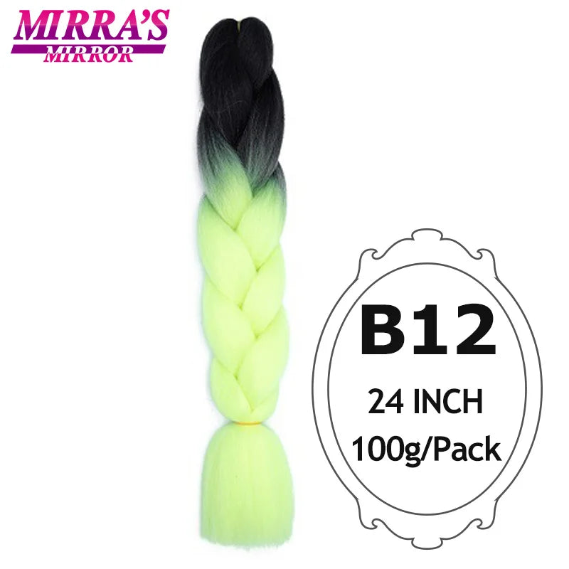 Jumbo Braiding Hair Extensions 24inch Ombre Hair For Braids 5Pcs Box Braid Yaki Texture Synthetic Fiber Fake Hair Mirra’s Mirror