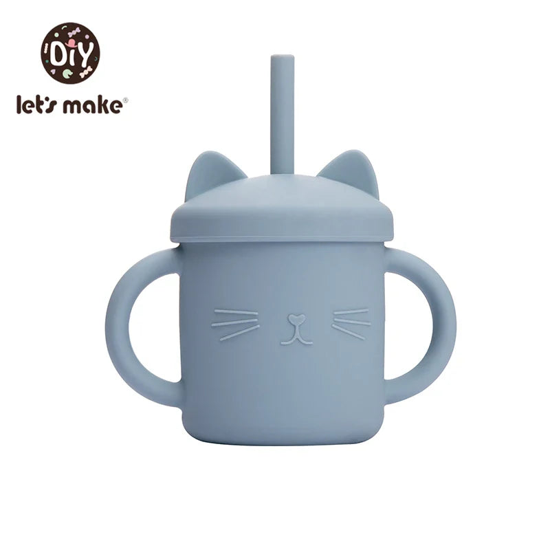 Let's Make Baby Feeding Straw Cup Baby Learning Feeding Bottles Anti-Hot Leakproof Safe Silicone Tableware Toddler Water Bottle