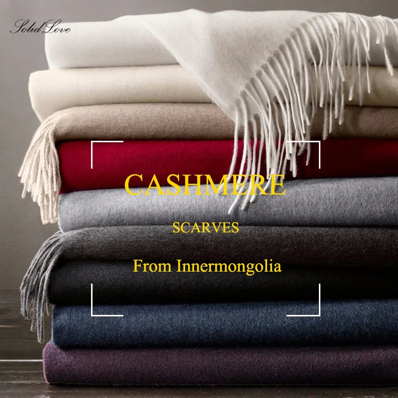 Cashmere Scarf Women Winter Shawls and Wraps for Ladies Stole Fame Solid Warps Winter Cashmere Wool Scarves Luxury Pashmina