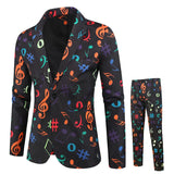 Red Printed Two-piece Men's Christmas Suit (Jacket + Pants) Stylish Male Blazer Coat with Trousers Black Green Blue S-4XL