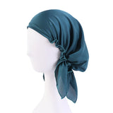 Muslim Women satin Turban Nightcap Hat Headscarves Cancer Chemo Headwear Bandanas Headwrap Caps Hijab