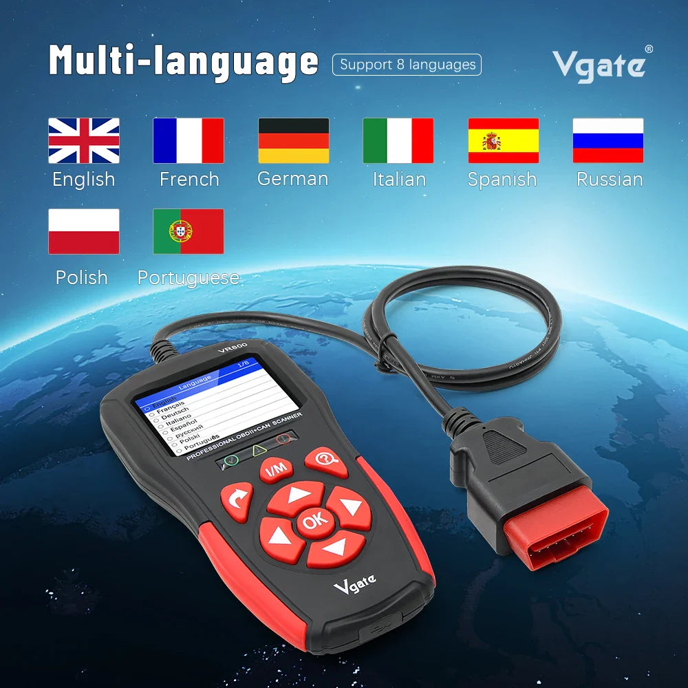 Vgate VR800 Code Reader OBD2 Scanner OBD 2 Car Diagnostic Automotive Check Engine Auto Scanner Tools PK KW850 ELM327