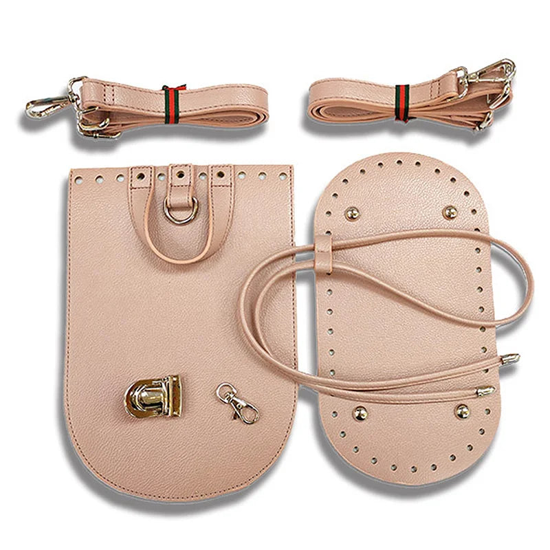 1 Set Handmade Handbag Shoulder Strap Woven Bag Set Leather Bag Bottoms With Hardware Accessories For Diy Bag Backpack