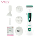 VGR 720 Personal Care (5 In 1)Shaver 3D Curved Net Epilator Body Washable Appliances Eyebrow Wash Face Massage Nose Shaving V720