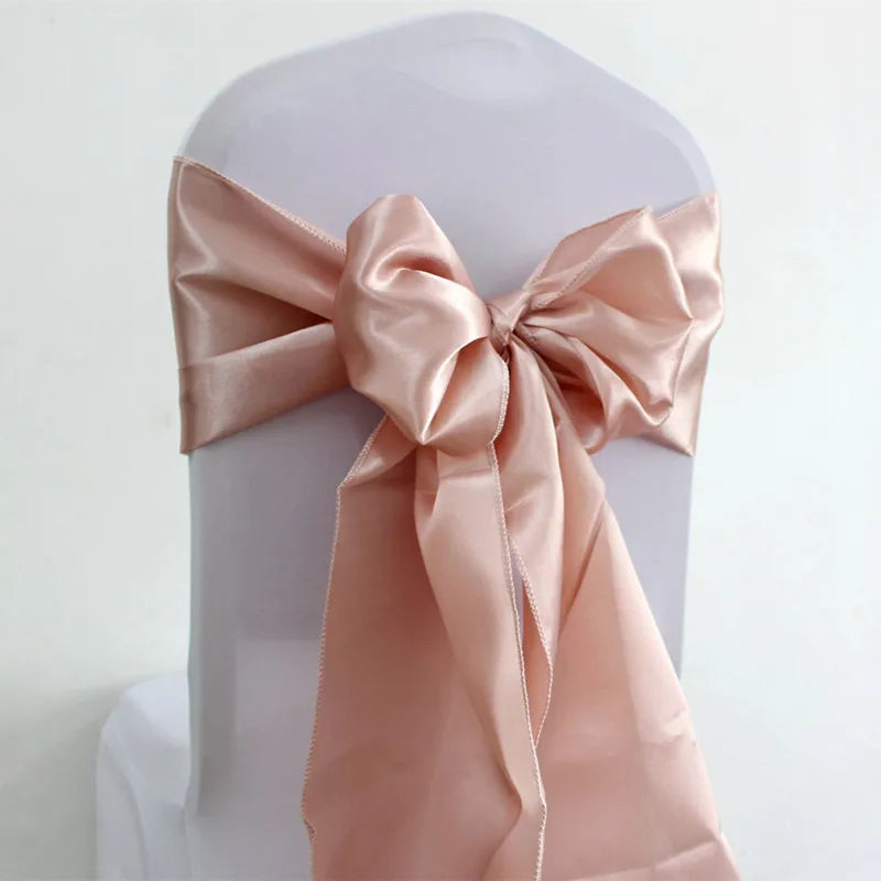 10/50/100pcs Satin Chair Sashes Wedding Chair Bow Knot Ribbon Tie For Party Hotel Event Banquet Birthday Decoration