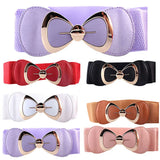 HOT SALES！！！New Arrival Women Bowknot Buckle Metallic Faux Leather Waistband Elastic Croset Waist Belt Wholesale Dropshipping