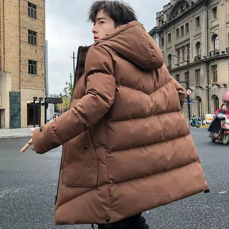 Men Winter New Warm Casual Fur Hooded Jacket Parkas Men Outdoor Fashion Warm Thick Pockets Army Coat Parkas Men