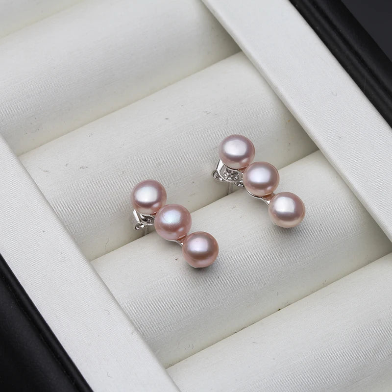 2024 Real 925 Sterling Silver Fine Natural Pearl Jewelry Stud Pearl  Earrings For Women Wholesale