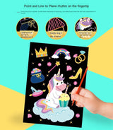 1Set Magic Color Rainbow Dinosaur  Cartoon Scratch Art Painting Paper Card Kit Drawing Stick Kids DIY Drawing Toys