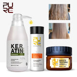 PURC Professional Keratin Hair Treatment Set Brazilian Hair Straightening Cream Smoothing Shampoo Magic Hair Mask Care