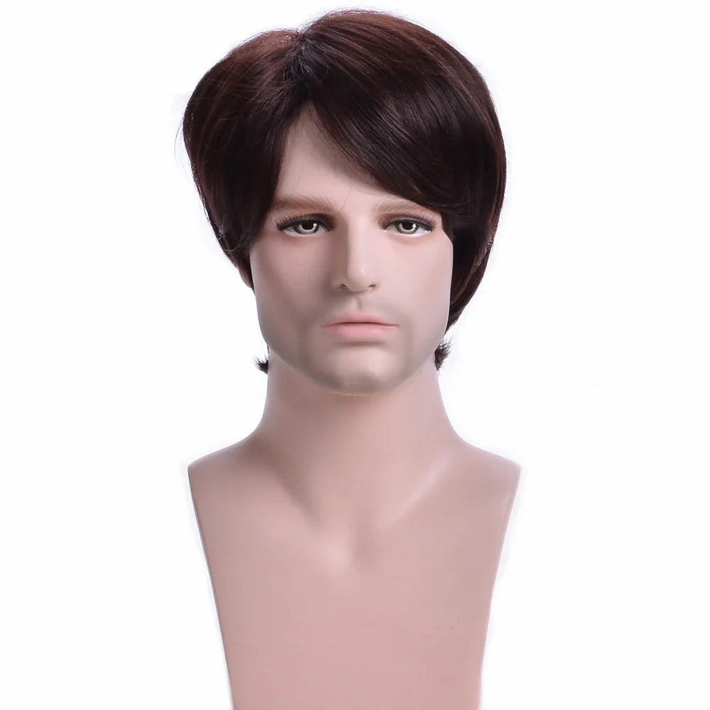 Synthetic Man Wigs  Black Short Curly For Men Wigs With High Temperature Fiber Daily Wear Curl Fashion Hairstyle Male Wig