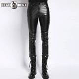 Brand Punk Genuine Leather Pants Men Autumn Winter Slim Warm Motorcycle Down Trousers 6XL Street Black Cowhide Pants