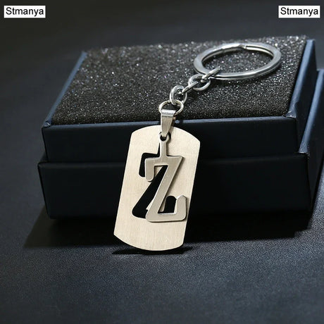 NEW DIY Stainless Steel A-Z Letters key Chain Charm 26 Letters  KeyChain Men Women keychain Couple gift Jewelry Car Key Ring