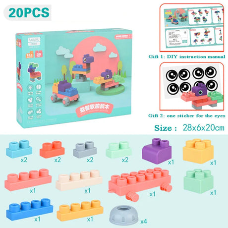 Baby Rubber Big Size Particle Bricks Toys DIY Building Blocks Big Brick Early Educational Large Soft Bricks Toy Bath For Toddler