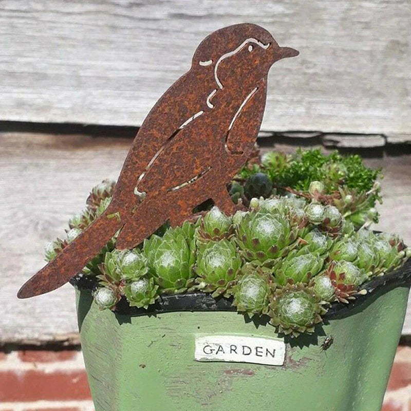 Sparrow Robin Garden Birds Outdoors Garden Decoration Rusty Metal Bird Silhouettes Garden Fence Decor Metal Bird Ornament