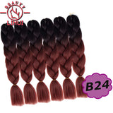 Synthetic Ombre Hair Jumbo Crochet Braiding Hair For Women Blonde Golden Green Brown Colorful Hair 6packs 24Inch 100G Wholesale