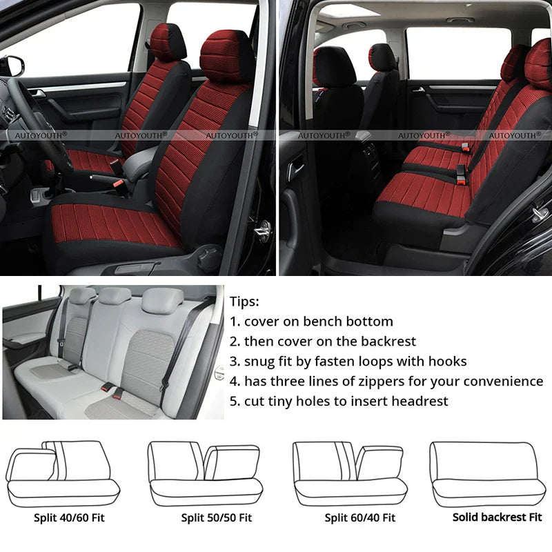 Universal Car Full Seat Cover Styling Car Seat Protector Design Airbag and Rear Split Bench Compatible Covers For NISSAN KIA-RIO